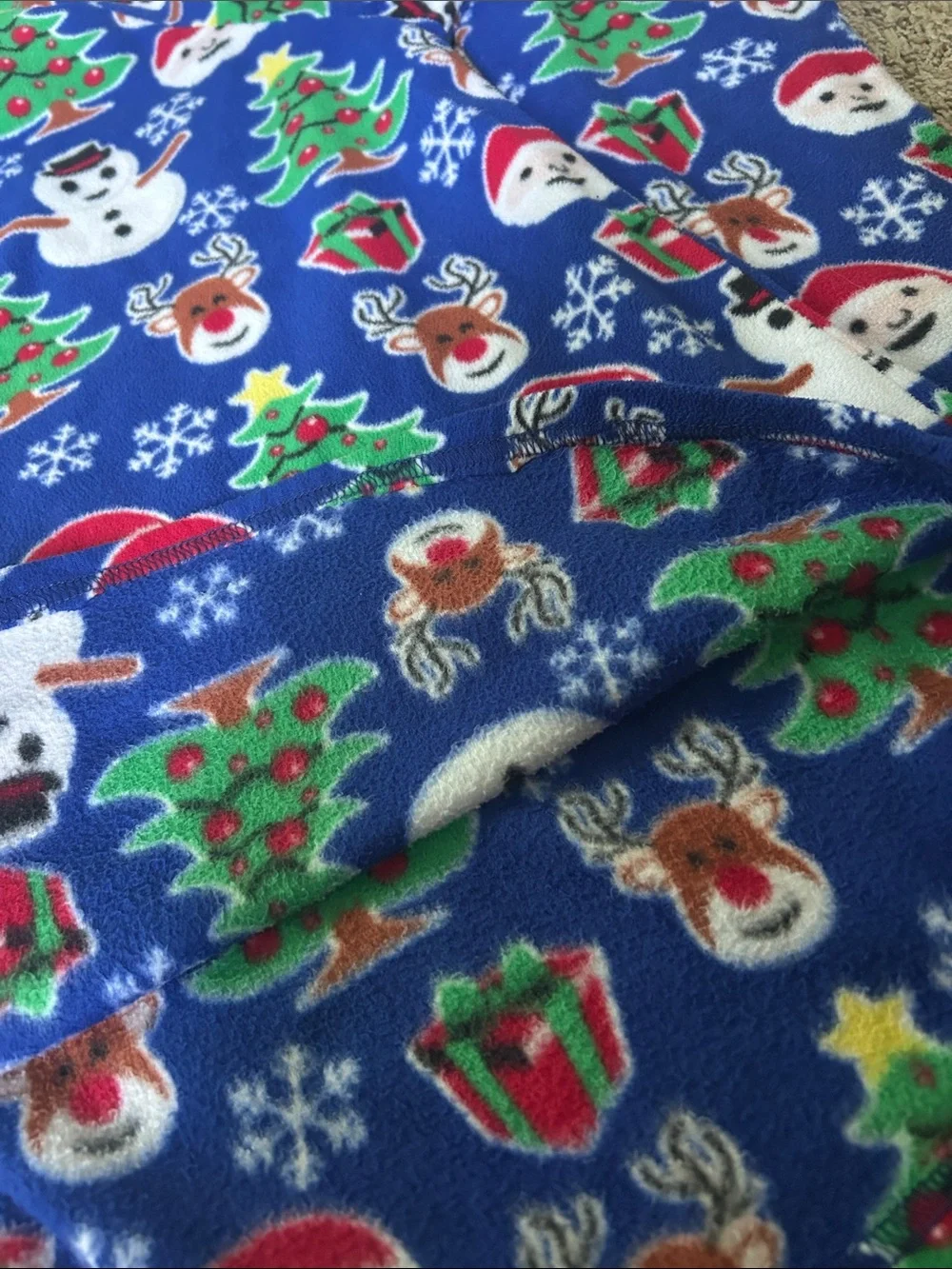 The Children's Place Blue Holiday Fleece Top with Snowmen & Festive Icons
